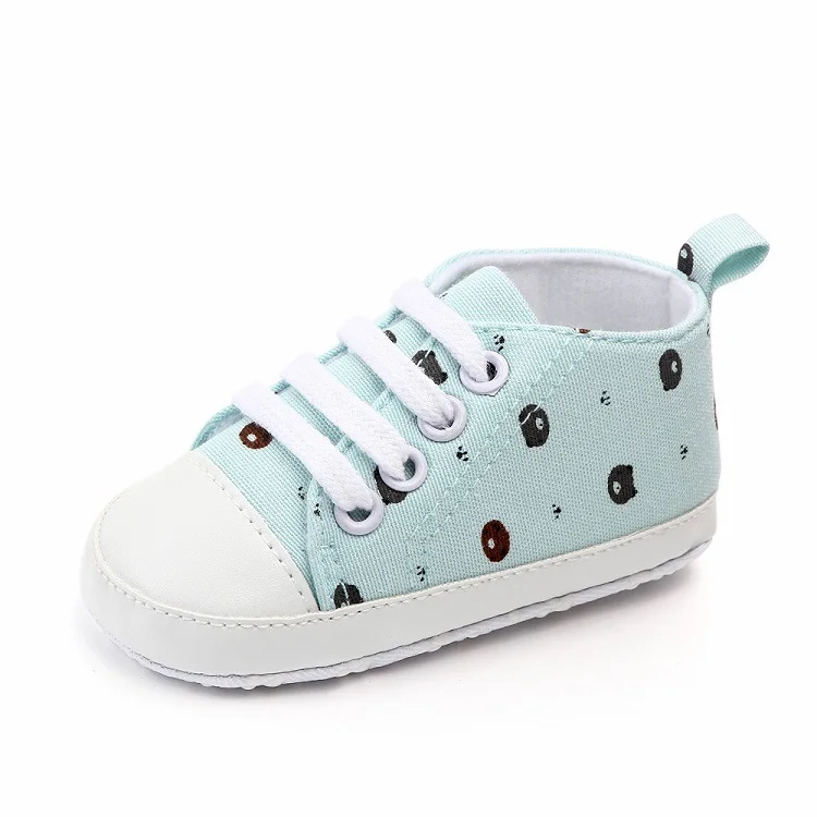 AiKway Baby Shoes First Walkers Boy Girl Canvas Newborn Baby Casual Shoes Soft Bottom Crown Infant Toddler Shoes - Цвет: Green bear