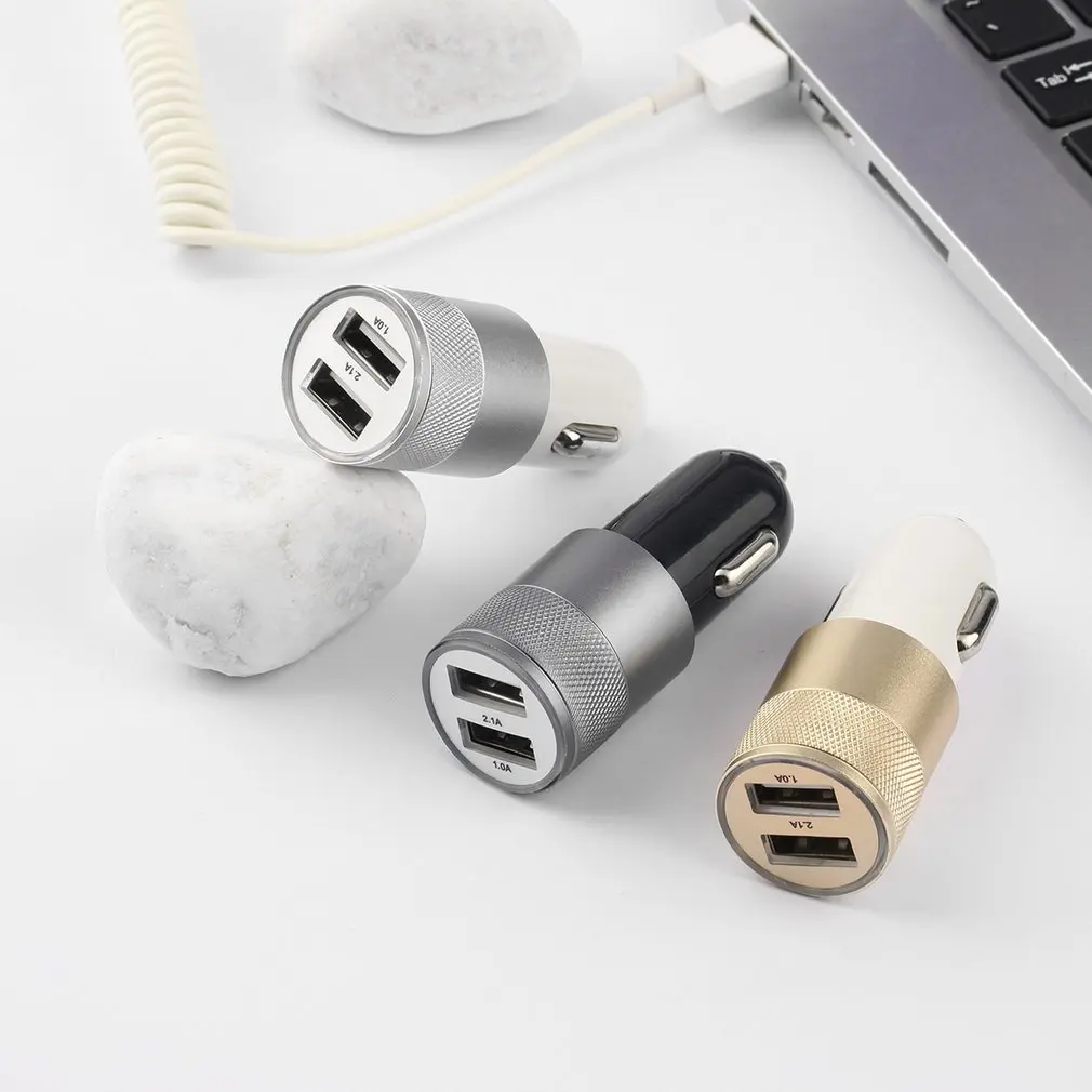 

Strong Compatible DC12-24V 2.1A 1.0A Aluminium Dual USB-port USB Universal Car Charger Adapter Suitable For iphone6/6s/5
