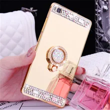 Diamond Mirror Metal Crystal Finger Ring Phone Case For Lenovo K6 Note K5 Plus K3 K4 Note ZUK Z2 S90 P2 P70 K900 S850 Z90 A6000 lenovo 900 lenovo k900
