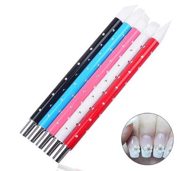 5 Pcs Nail Art Pen Brushes Soft Silicone Carving Craft Supplies Pottery Sculpture UV Gel Building Clay Pencil DIY Tools