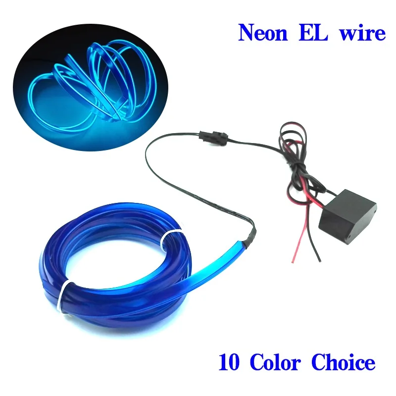 1 м-5 м гибкий автомобильный EL провод с неоновым светом танцевальный фестиваль светодиодные ленты EL светильник s с DC-12V водителем 2,3 мм с 6 мм швейной кромкой