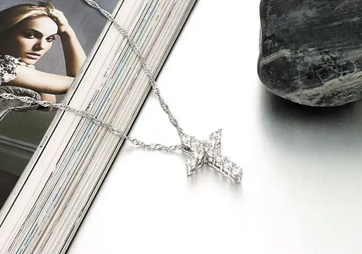 Оптовая продажа 2017 Новый Модные украшения крест Для женщин белого золота цепи