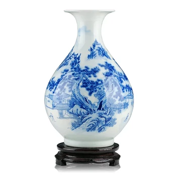 

Basons ceramics handmade blue and white porcelain vase landscape painting home decoration crafts
