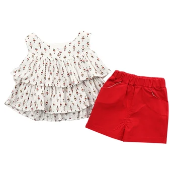 

Baby Girl Clothes Summer Toddler Baby Girls Casual Print Sleeveless Tops Vest+Shorts Suits Costume Set For Girls