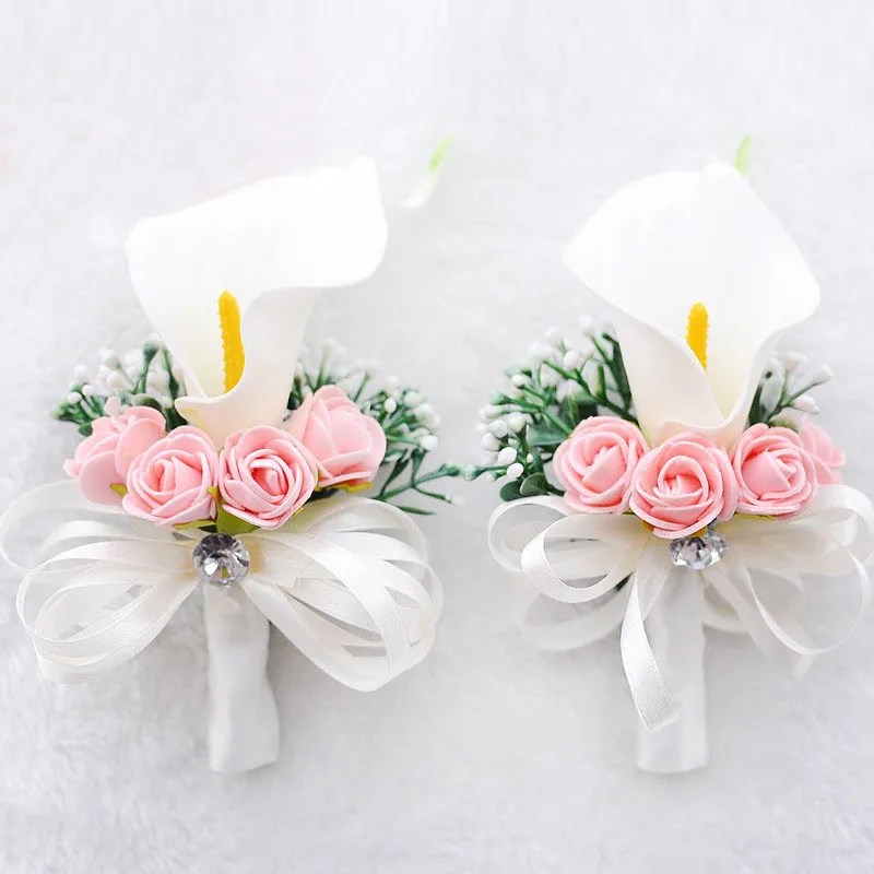 white wedding wrist corsage boutonnieres roses  (13)