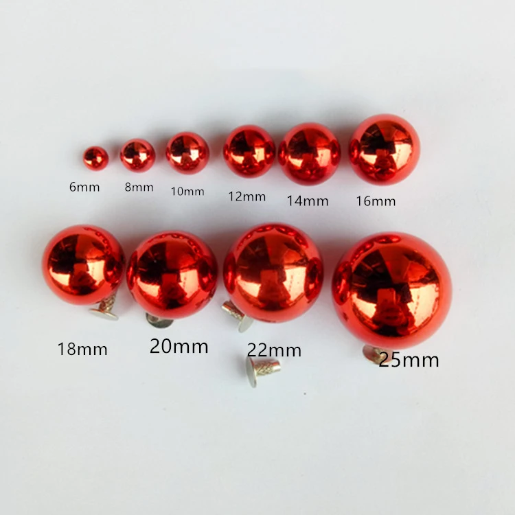 

Gold Red Pearl Phere Acrylic Ball Beads rivets cap stud for hat, shoe,jeans leather chocker decoration diy accessory