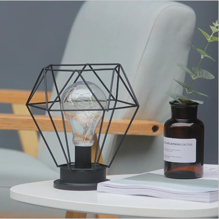

Night light Nordic iron sculpture lamp colour lamp diamond lamp INS Bedroom Table Lamp 1PC