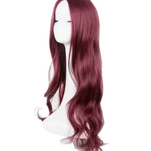 Бургундия парик Fei-Show синтетические термостойкие длинные кудрявые Средняя линия волос костюм косплей Хэллоуин Карнавал Женщины парики