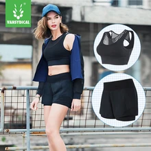 VANSYDICAL женский спортивный комплект фитнес-бег 2 шт костюмы для занятия йогой сексуальный бюстгальтер дышащие плотные брюки для бега Леггинсы для женщин