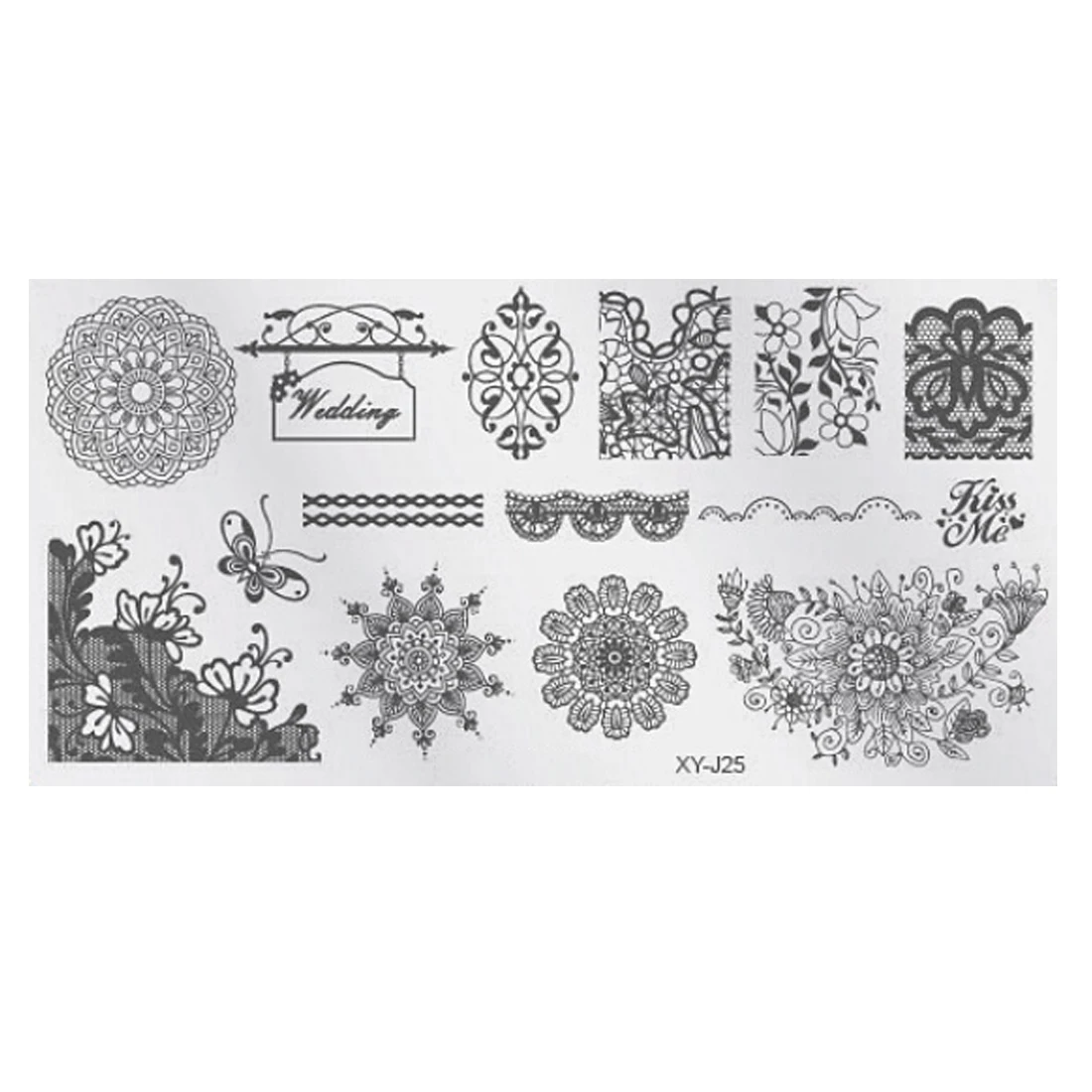 Шаблоны для дизайна ногтей штамповки пластины DIY кружевные цветы красивые наклейки полировка печать маникюрные инструменты - Цвет: XY-J24