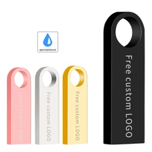 Usb flash drive pendrive 128gb zwart waterdicht sleutel metalen pen drive 64GB 32GB 16GB 8GB 4GB mini usb memory stick 64 gb Gratis logo(China)