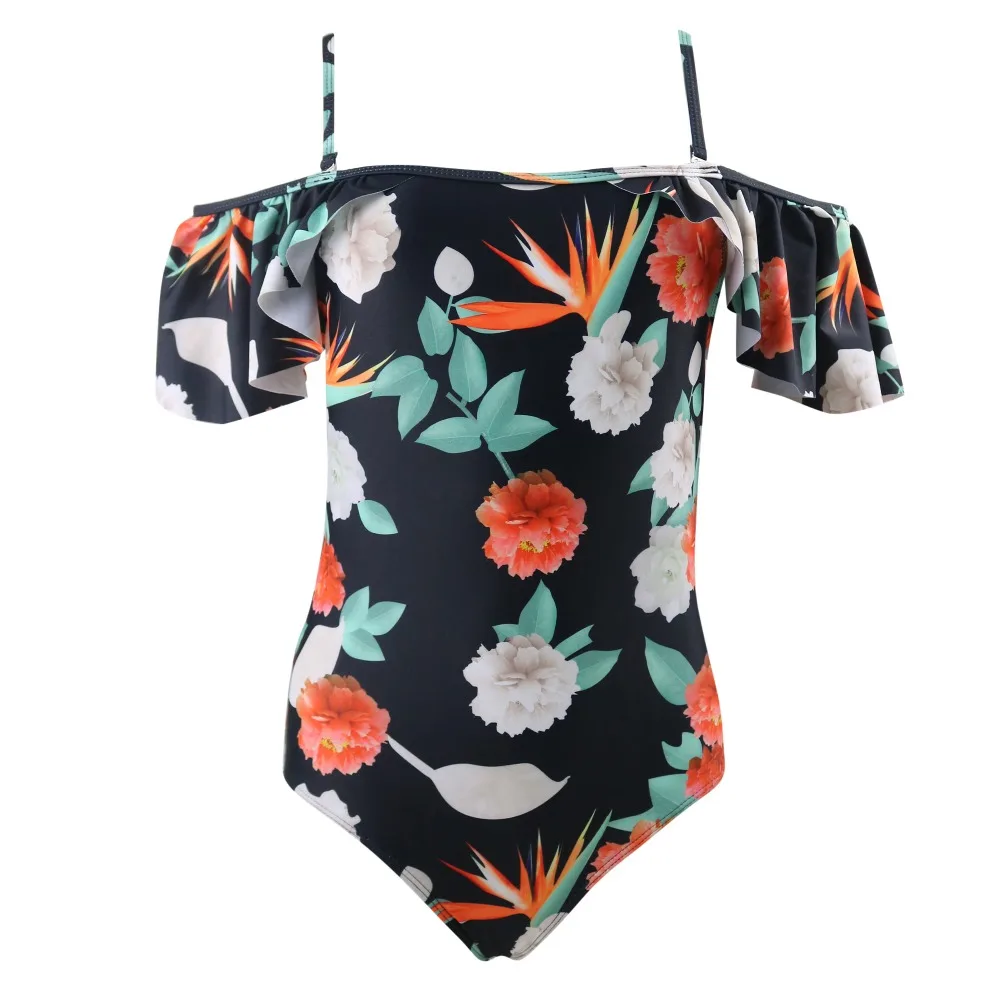 One Piece Swimsuit Ruffles Bodysuit Sexy Push Up Women Swimwear