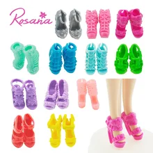 Rosana 12 Pairs Mix Style Fashion Shoes for Barbie Doll Sandal High Heel Shoe Boots Slipper Girls Play House Dolls Accessories