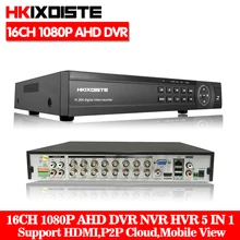 HKIXDISTE 16CH AHD DVR 1080 P AHD 2MP рекордер наружного наблюдения камера Onvif сеть 8 каналов IP NVR 1080 P 6CH аудио вход многоязычный