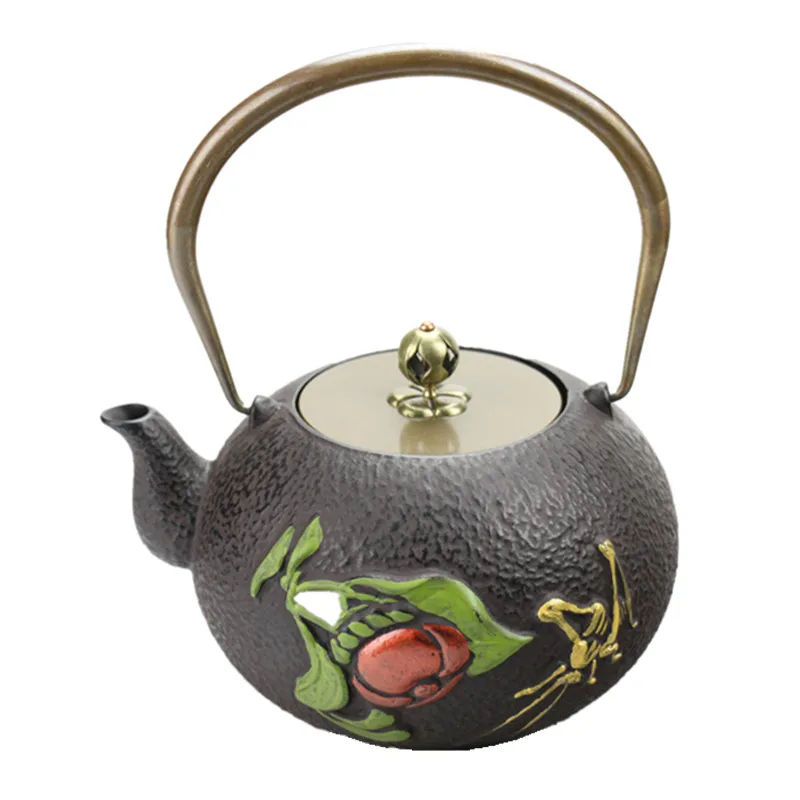 

2017 1.2L South Japanese Cast Iron Teapot Kung Fu Handpainted RUYI Kettle Creative Drinkware