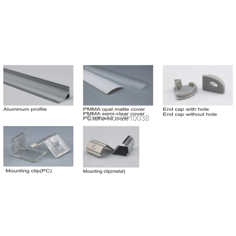 10 x 1M Sets/Lot 60 Degree Angle LED alu lichtleiste and AL6063 anodized Alu profil led streifen for Cabinet or wardrobe lights