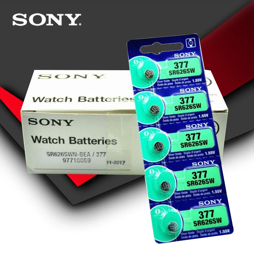 

200pcs Sony 100% Original 377 SR626SW SR626 AG4 1.55V Silver Oxide Watch Battery SR626SW 377 Button Coin Cell MADE IN JAPAN
