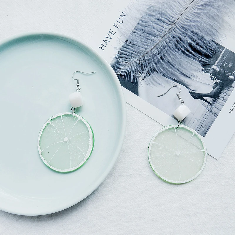 1pair Cold Wind Dangle Earrings Fruit Lemon Drop Exquisite Lime Pendant Simple Personality | Украшения и аксессуары