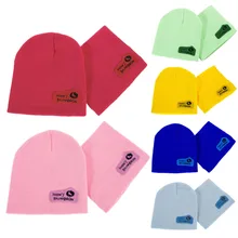 Детские Hat + Шарф Набор Зима Весна Осень Cap С Детьми Хеджирование Конфеты Цвета Шапка Шарф Красный/Желтый/синий/Розовый/Зеленый/Голубой