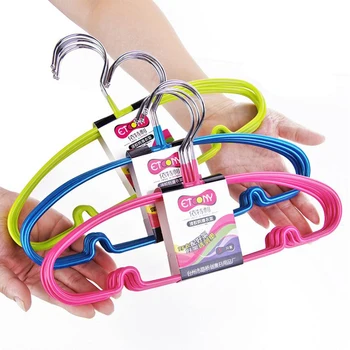 

20 Pcs/Lot Non Slip Cute Baby Kids Hanger, Pink Blue Plastic Coated Metal Strong Hanger for Boy and Girl