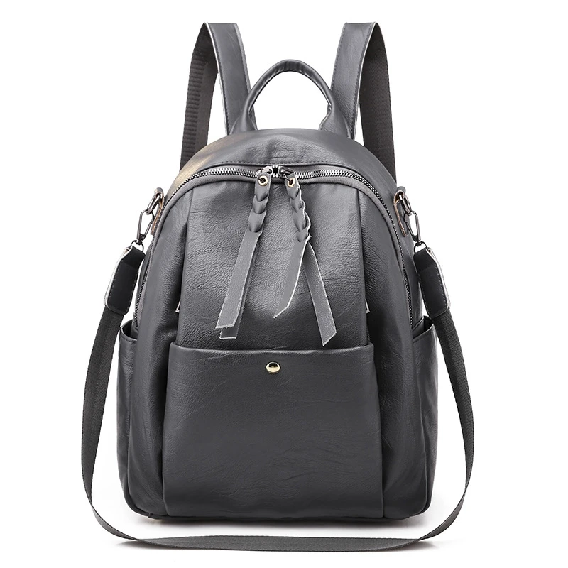 

New Fashion Casual Pu Women Anti-Theft Backpack Quality Vintage Backpacks Women'S Larger Capacity Female Shoulder Bag