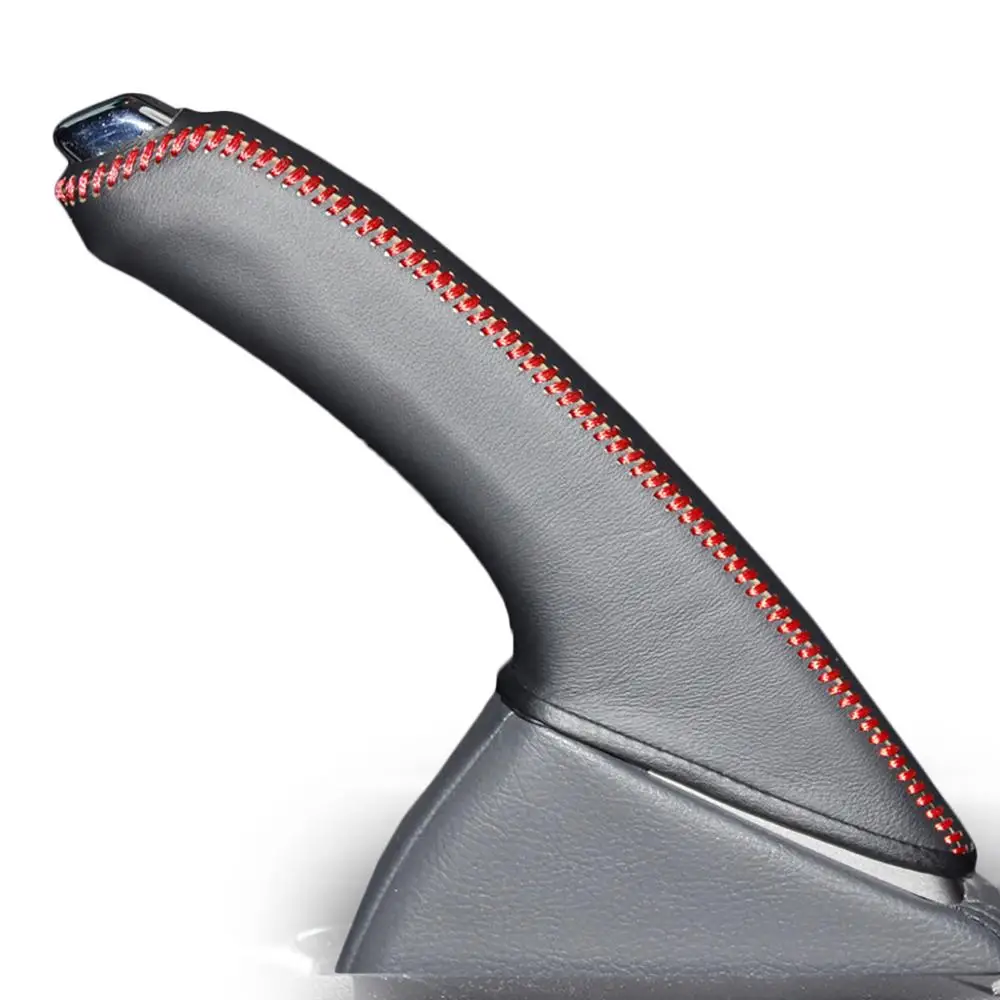 HandbrakeCover Red PONSNY Рулевое управление автомобиля/Шестерня/ручной тормоз натуральная кожа чехлы Чехол для HONDA Spirior 2009-2013 авто ручной сшитый черный чехол - Название цвета: HandbrakeCover Red