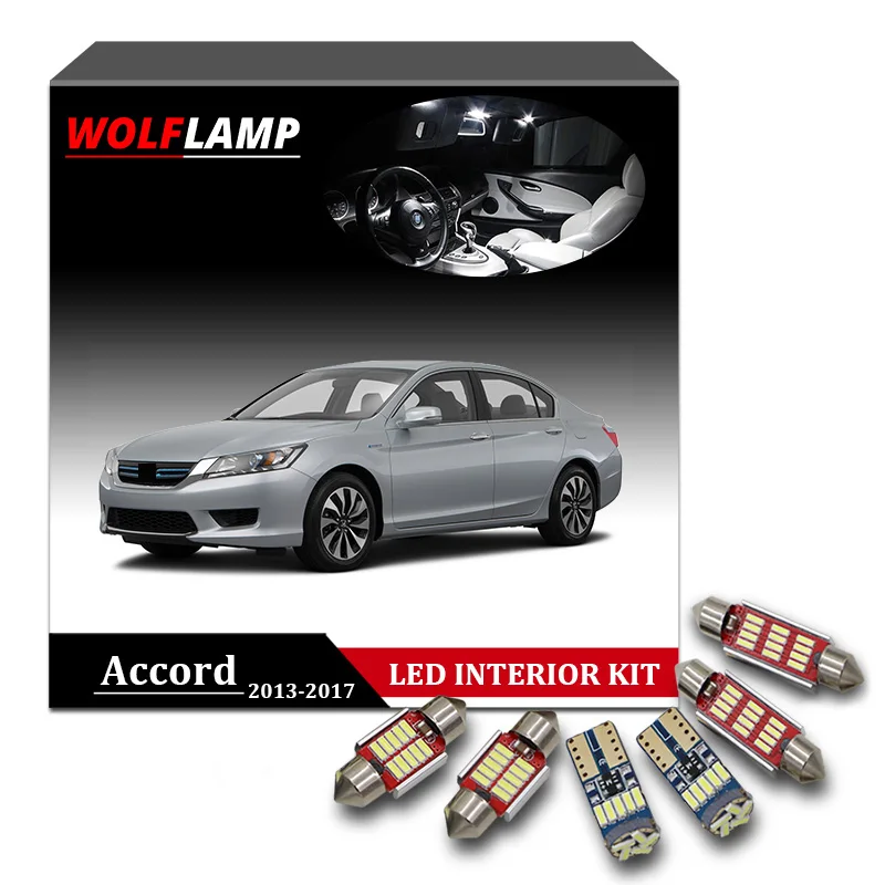 Wolflamp 10Pcs Super Bright White LED Interior Car Lights For 2013-2017 Honda Accord Door Light Dome Lamp License Plate Bulb | Автомобили