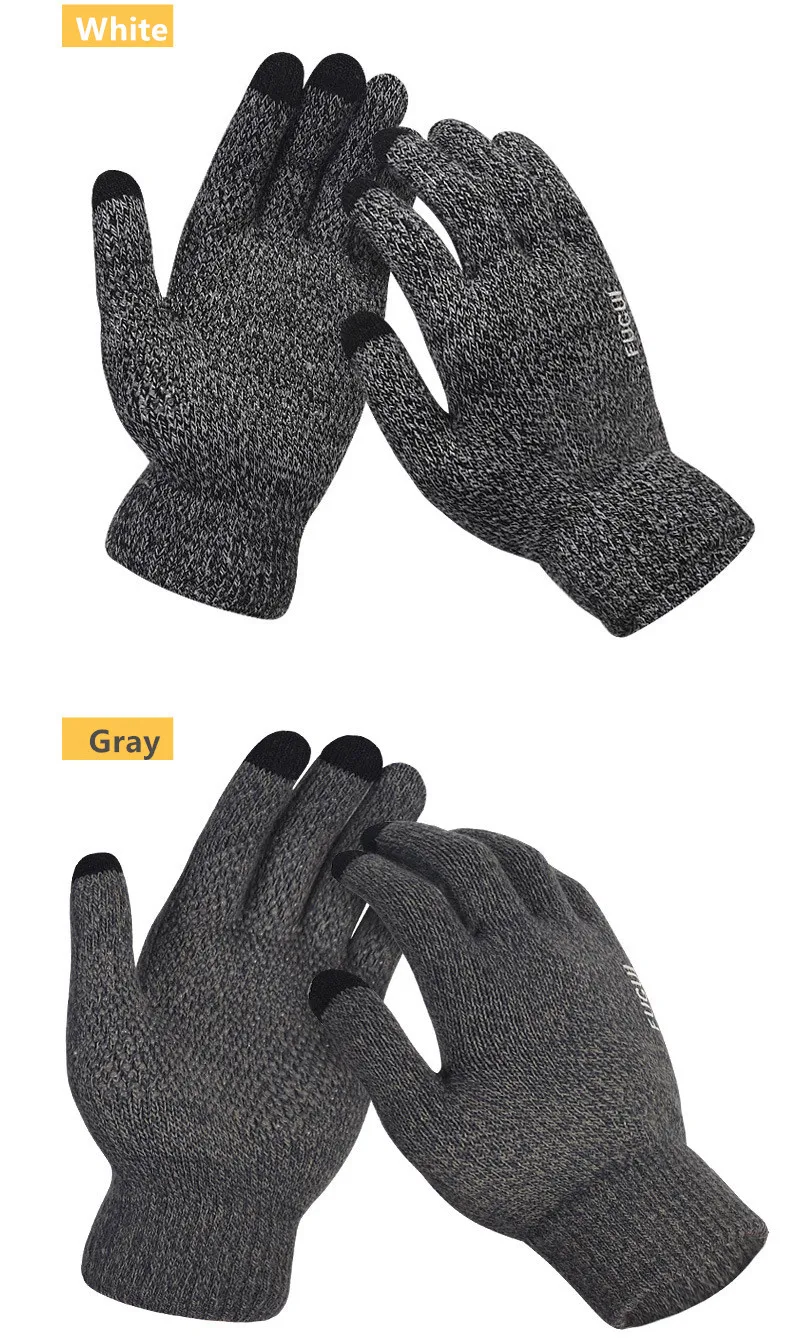 2018 зимние Для мужчин и Для женщин трикотажные перчатки Сенсорный экран высокое качество утепленная теплая шерсть кашемир сплошной