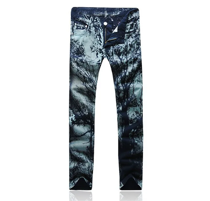 mens jeans 2015 new floral print jeans men slim Korean men s jeans men s casual