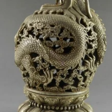 Рождественские украшения для дома+ коллекционные Украшенные старый ручной работы тибетский гравировка серебром Big Dragon ладан горелки