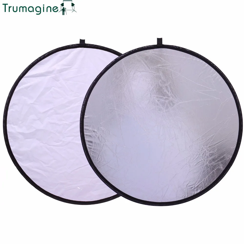 

80CM/32'' 2 in 1 Portable Collapsible Photo Studio Light Reflector Silver White Round Photography Reflector With Carry Bag