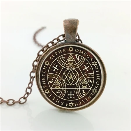 Новое поступление, круглый кулон с логотипом "ключ Соломона сигил", винтажное Серебряное ожерелье-чокер, ювелирный подарок, алый авантюрист - Окраска металла: 3