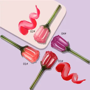 

Rose Flower Design Moisturizing Lip Gloss Lipstick Long Lasting Sexy Women Fashionable Lip Makeup Lipstick Cosmetic Tools