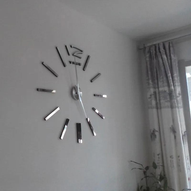 Современные DIY большие настенные часы 3D зеркальная поверхность домашний стикер Декор художественная наклейка