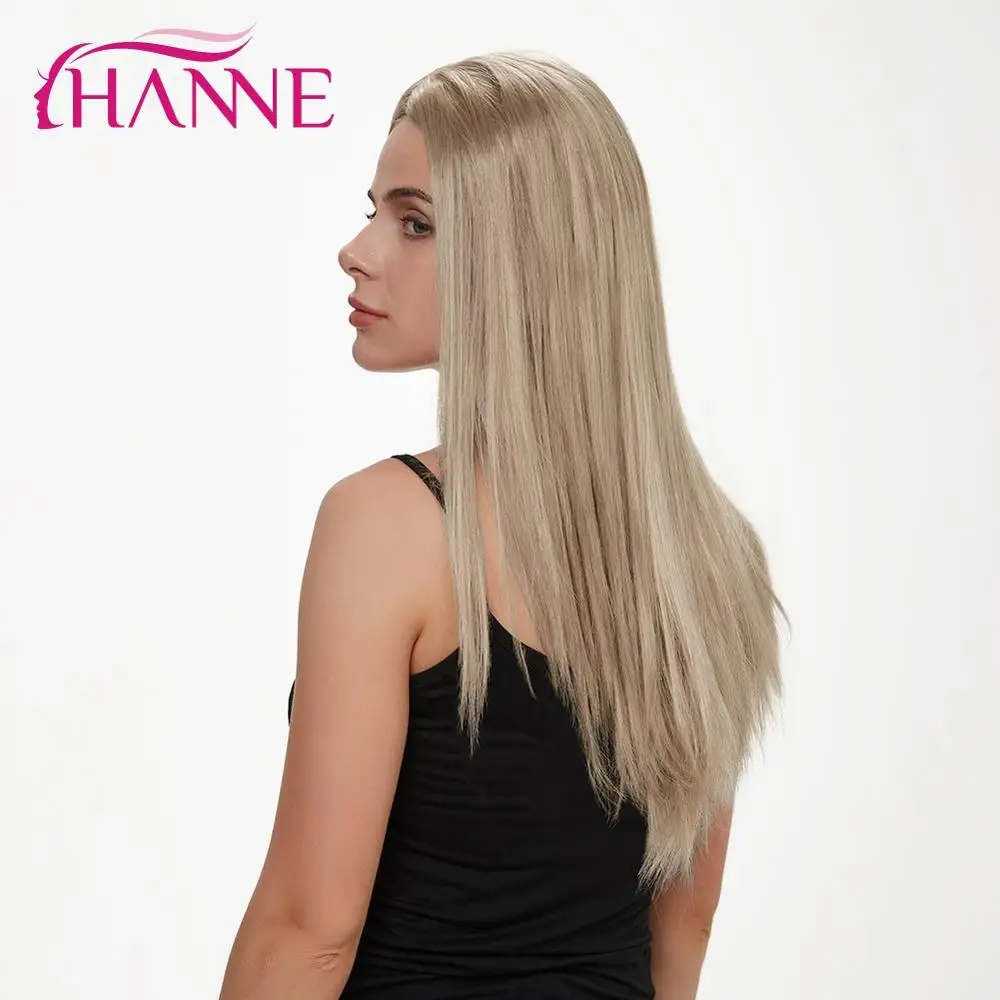 HANNE кружева спереди прямые светлые синтетические волосы парик высокой температуры волокна парик для изящных черных или белых женщин