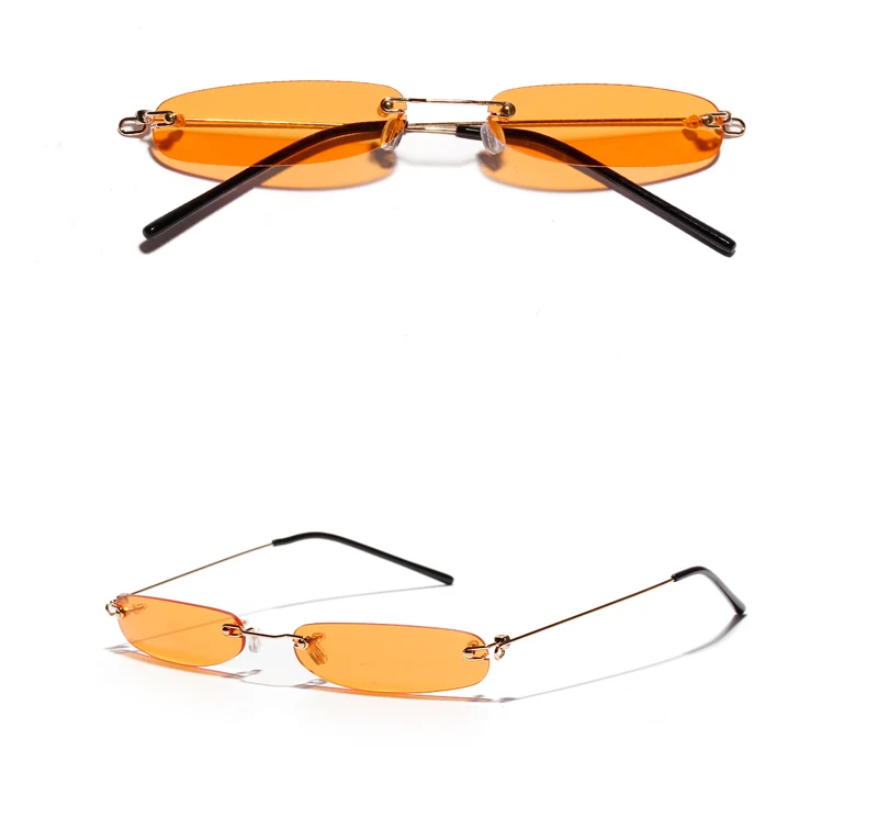 Kachawoo, узкие прямоугольные солнцезащитные очки для женщин, крошечные, прозрачные, красные, розовые, желтые, без оправы, солнцезащитные очки для мужчин, модные