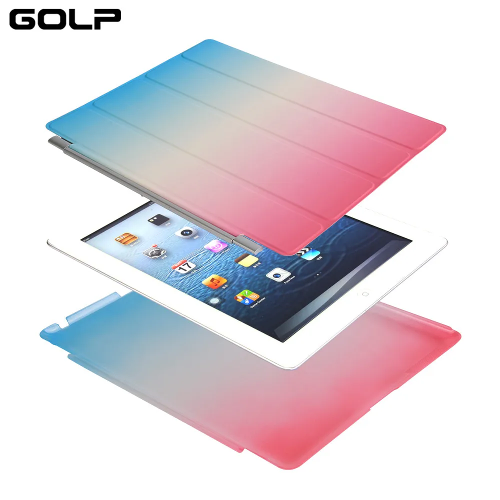 PU leather case for ipad 2 3 4 rainbow color68