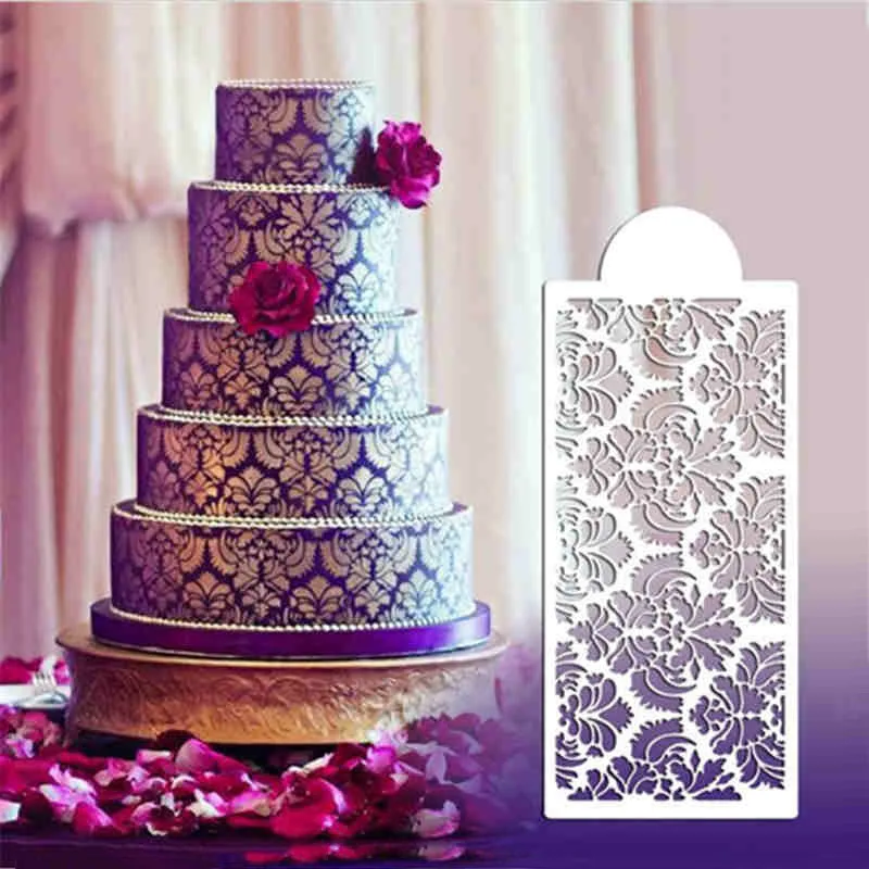 26.5*11cm Large Vintage Lace Flower Cake Stencil ,Cake Lace Side