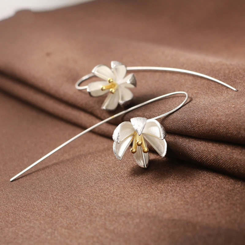 

Silver Earring 2016 New Hot Sell Fashion Water Lily Design 925 Sterling Silver Ladies' Stud Earrings Jewelry Promotion