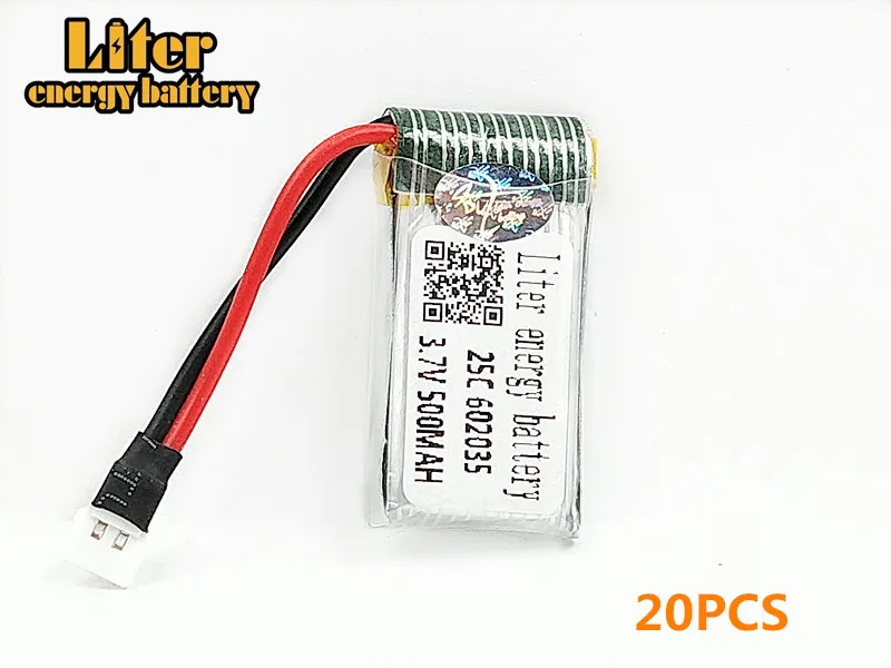 

20 шт./лот H31 H107 X4 KY101 запасные части 3,7 V 500 mah 602035 оригинальный аккумулятор H31-011 Lipo батарея 500 mah для H31 XH plug 25C