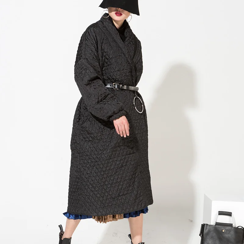 Manches Hot New Long Black Wth1201 Chaud Femmes À Qualité Haute Très Longues Européenne Noir Manteau Tempérament 2019 eam Lâche 5Ezqw5Z
