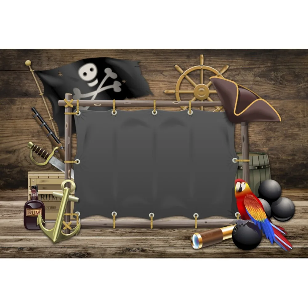 Laeacco Pirate Ship Themed Birthday Party Decor Planks Baby Child Photo Backgrounds Photography Backdrops Photocall Photo Studio