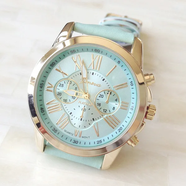 Прямая поставка Лидер продаж дешевые женские часы GENEVA модный бренд платье дамы часы кожа для женщин Аналоговые кварцевые наручные часы