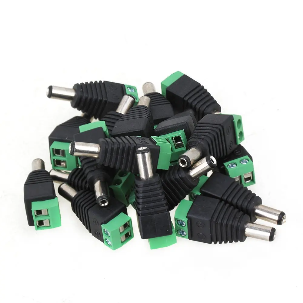 

DC 12V Power Male Plug Adapter Connector For 5050 3528 LED Strip Light Power Supply Pack of 20