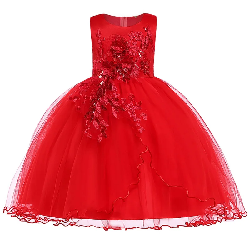 Детские платья для девочек; цветочная вышитая юбка; одежда для детей; элегантные платья для девочек с бисером; вечерние платья принцессы