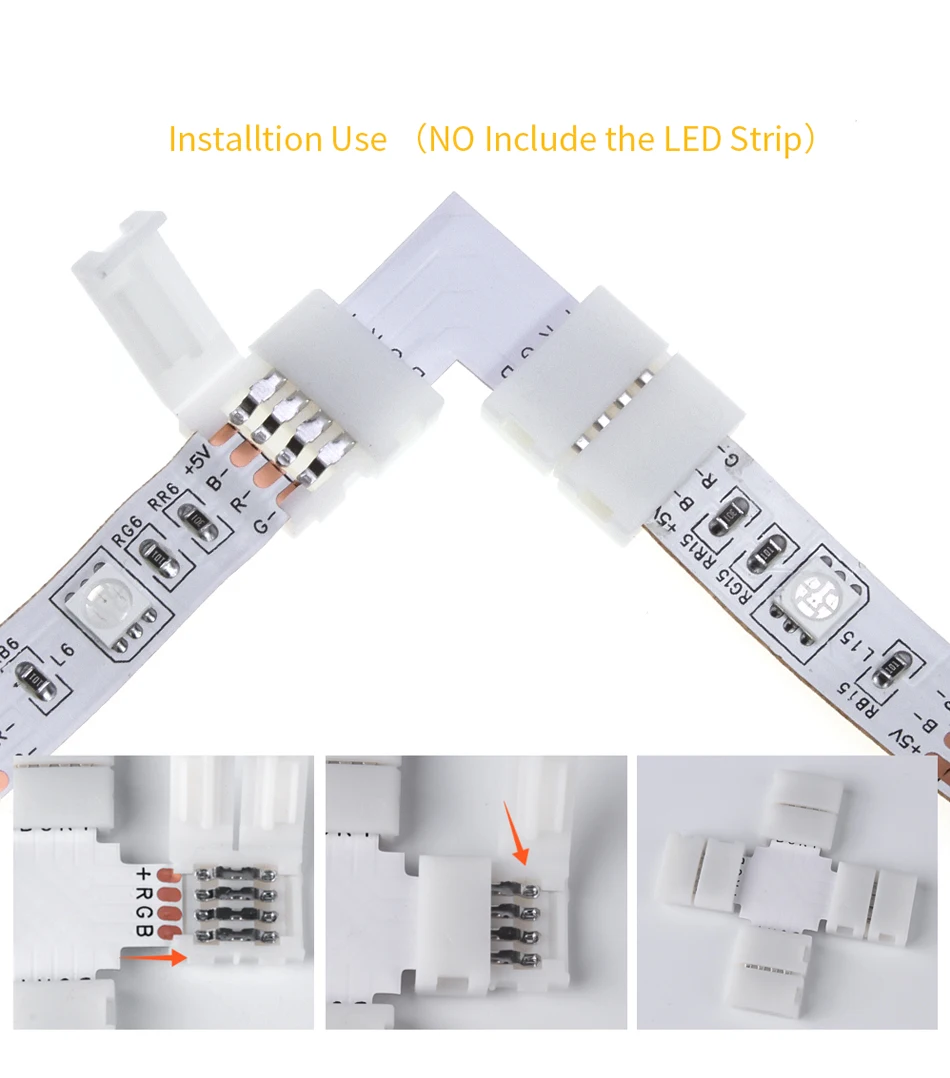 Разъем для светодиодной ленты 5 шт. 10 мм 4-контактный 5-контактный разъем для 5050 RGB светодиодный светильник l-образный Т-образный Х-образный