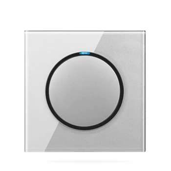 

Esooli 1 Gang 1 Way Random Click Push Button Wall Touch Light Switch With LED Indicator Gray Color Crystal Glass Panel