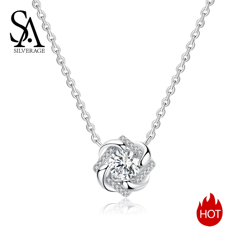 Cena SA SILVERAGE 925 Sterling Silver Wisiorek Naszyjniki Dla Kobiety Łańcuch Naszyjniki Cyrkon 925 Srebrny Choker Naszyjniki Kobiety Collier
