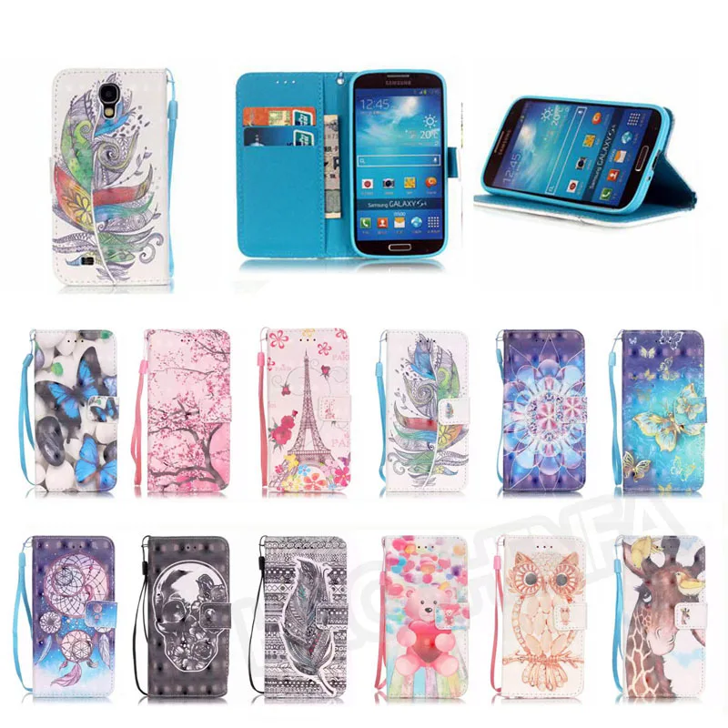 3D Beautiful Leather Stand Card Wallet Flip Case Cover For Samsung Galaxy S4 i9500 i9505 I9508V I337 M919 I545 L720 | Мобильные