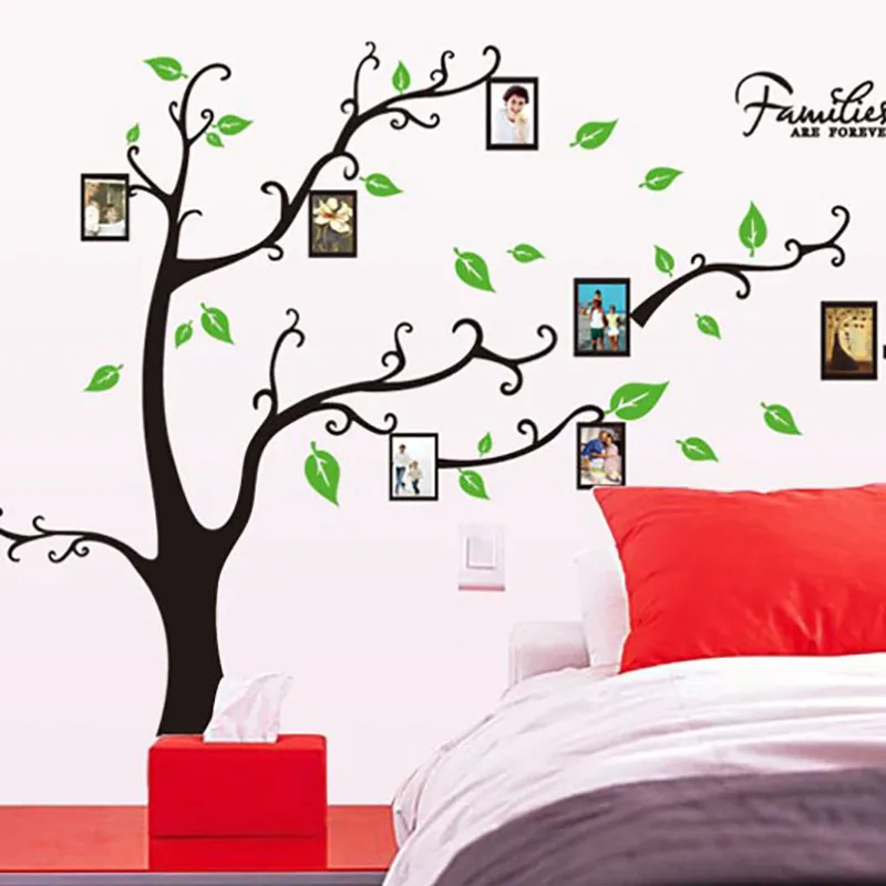 Large 200*250Cm/79*99in Black 3D DIY Photo Tree PVC Wall Decals/Adhesive Family Stickers Mural Art Home Decor | Дом и сад